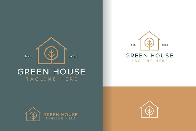 Minimalistisch Green House Logo Zakelijke Hypotheek Woningen en Vastgoed