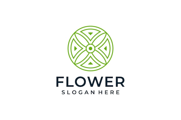 Minimalistisch groen bloemlogo ontwerppatroon