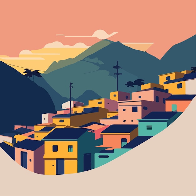 minimalistisch landschap van braziliaanse favela vectorillustratie