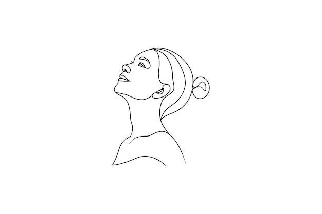 Minimalistisch lijnkunstportret van een vrouw