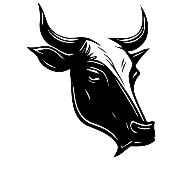Minimalistisch Lineart-stijlsymbool met dierenkop van een koe
