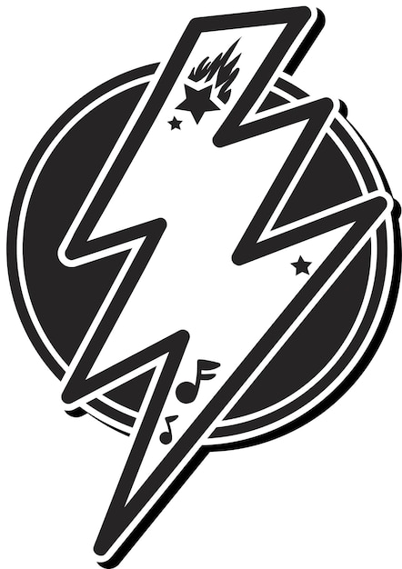 Minimalistisch logo embleem van Electric Lightning Discharge Badge sjabloon voor slogan en naam merk tegen ronde achtergrond Eenvoudige zwart-wit vector geïsoleerd op witte achtergrond