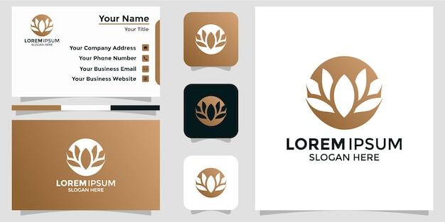 Minimalistisch logo-ontwerp lotusbloem en brandingkaart