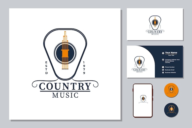 Minimalistisch logo-ontwerp voor akoestische gitaar