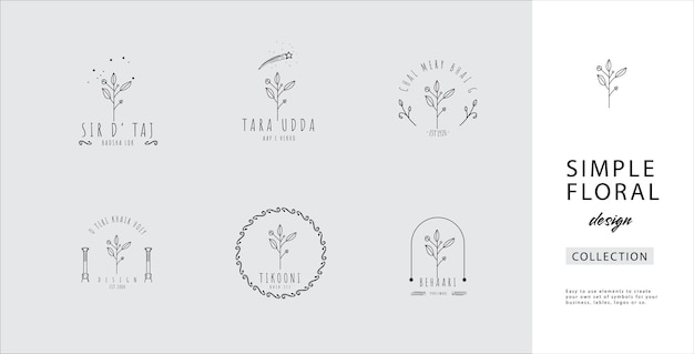 Minimalistisch logopakket met bloemen- en botanische elementen voor eenvoudig gebruik
