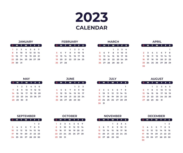 Minimalistisch modern 2023 kalender ontwerpsjabloon
