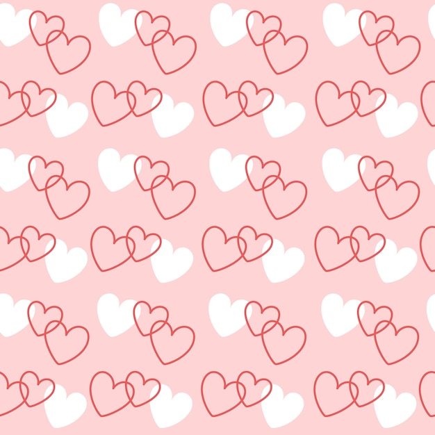 Minimalistisch naadloos patroon met hartjes in vlakke stijl voor valentijnsdag