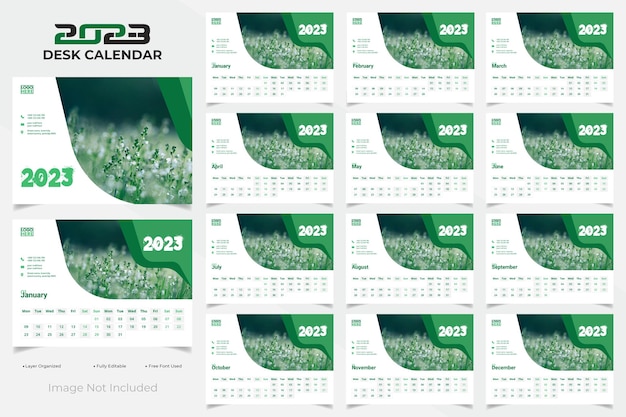 Minimalistisch nieuwjaar 2023 bureaukalender sjabloonontwerp