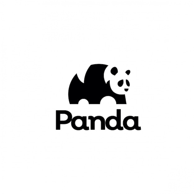 minimalistisch panda-logo met negatieve ruimte