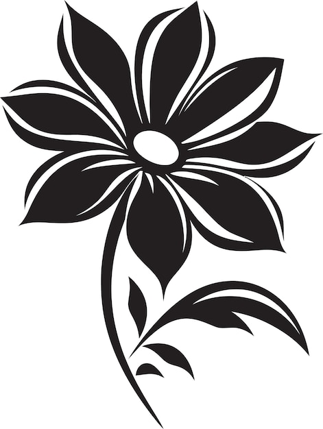 Vector minimalistisch petal framework monochroom emblematisch logo bold floral sketch zwart vector emblem