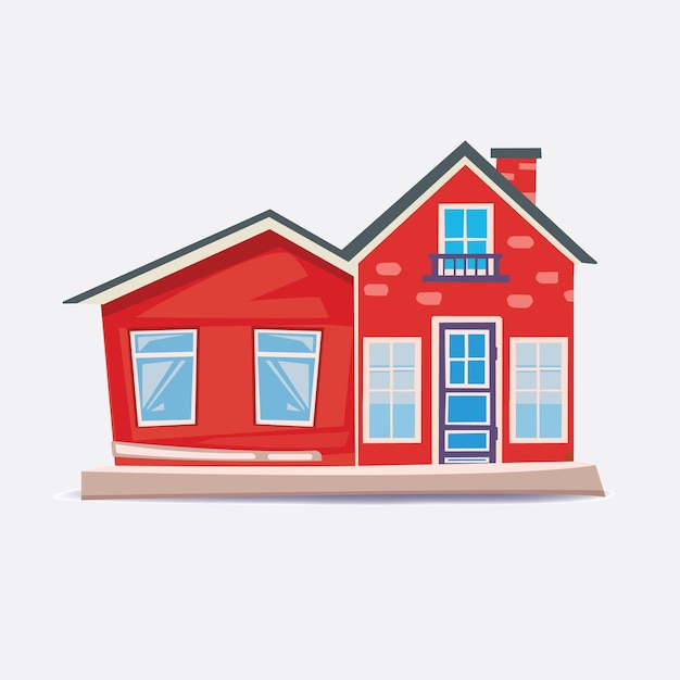 minimalistisch plat ontwerp rood oud huis