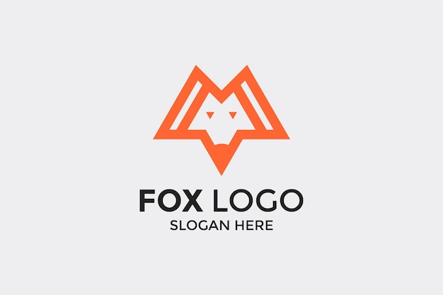 Minimalistisch vos-logo-ontwerp en huisstijlkaartsjabloon