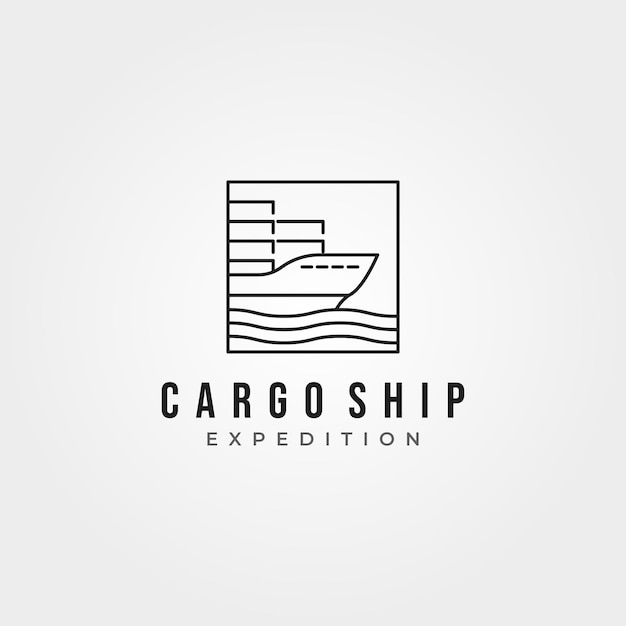 Minimalistisch vrachtschip pictogram logo vector lijn kunst illustratie ontwerp