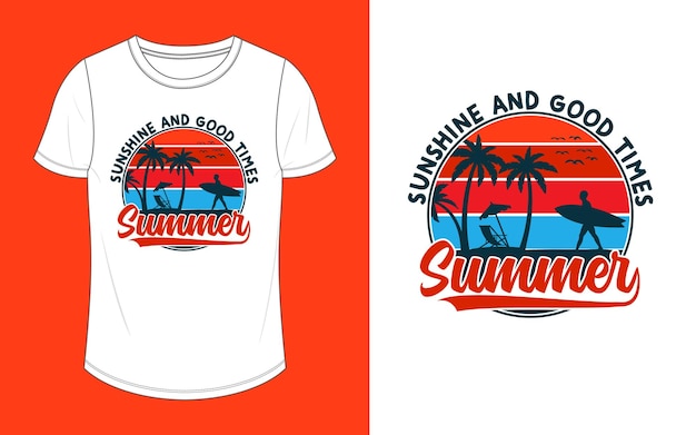 Vector minimalistisch zomer strand t-shirt ontwerp