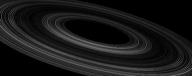 Minimalistische abstracte achtergrond Concentrische ringen in de zwarte ruimte Zwart gat concept met ring rond en sterren Astronomie presentatie omslag Vector