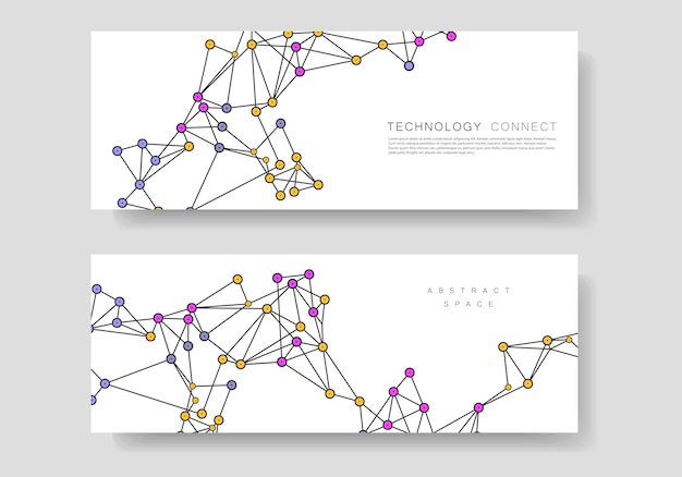 Minimalistische abstracte technologie verbinding ontwerp en zakelijke banner sjablonen met lijnen en punten