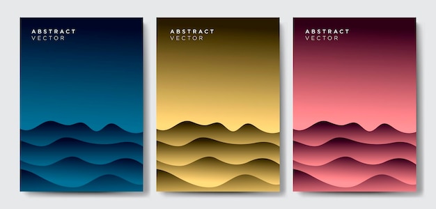 Minimalistische achtergronden met kleurovergang vector set met moderne vloeibare kleur