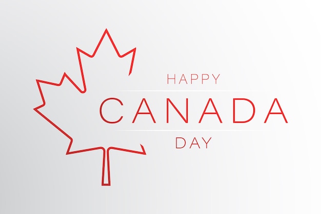 Minimalistische banner voor happy canada day red maple leaf op witte achtergrond met kleurovergang