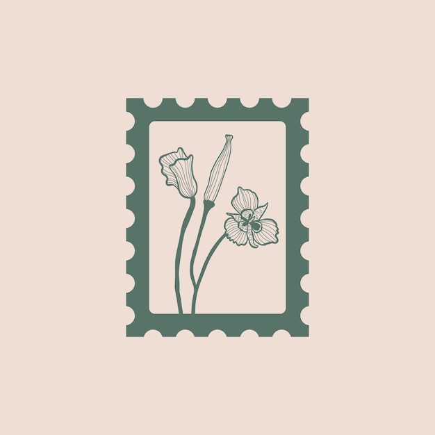 Vector minimalistische bloem grafische schets tekening zwart pictogram stempel trendy tattoo ontwerp bloemen botanisch