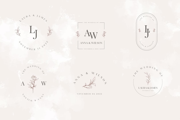 Minimalistische bruiloft monogram logo sjablooncollectie