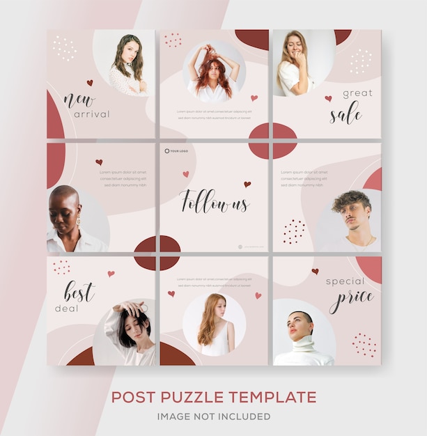 Minimalistische collectie banner mode verkoop voor instagram feed puzzel post