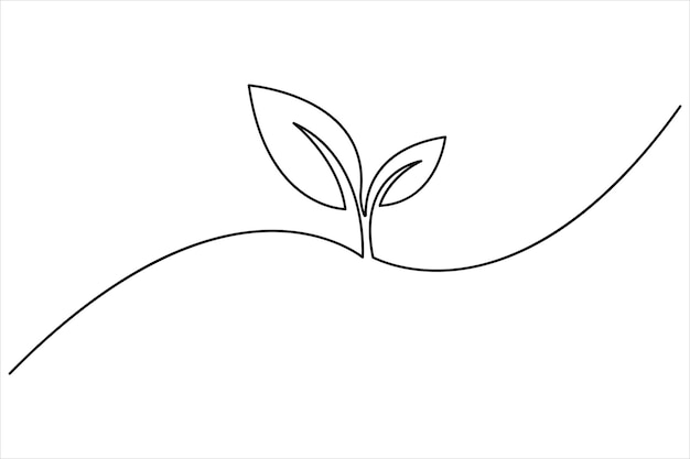 Minimalistische continue lijntekening van een spruit