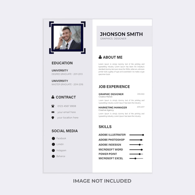 Vector minimalistische curriculum vitae design sjabloon voor schrijfgereedschap