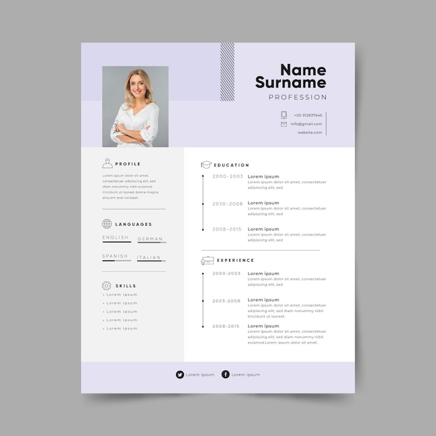 Minimalistische curriculum vitae-sjabloon met foto