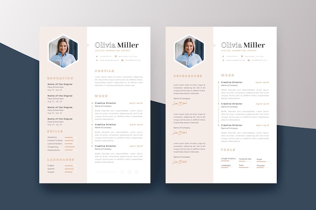 Vector minimalistische curriculum vitae-sjabloon