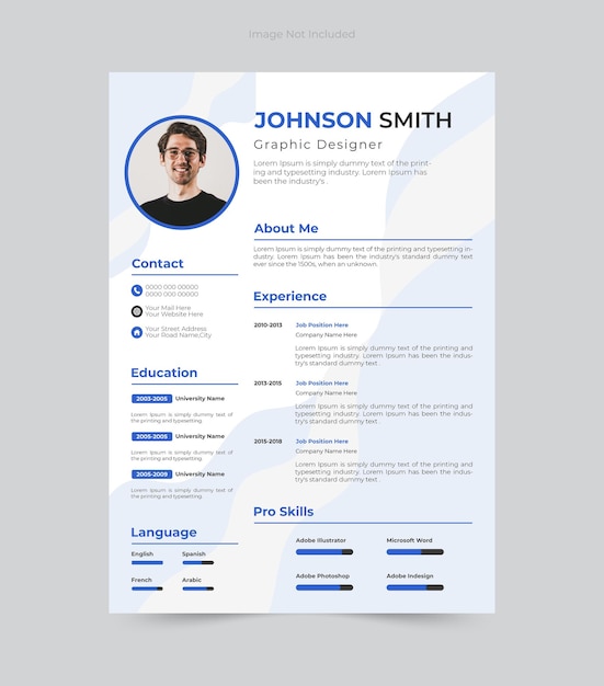 Minimalistische cv-sjabloon met foto-ruimte