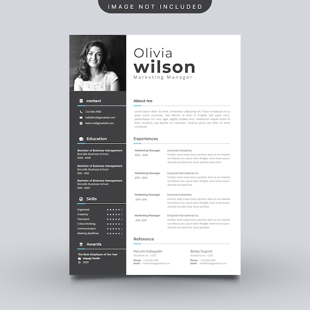 Vector minimalistische cv-sjabloon