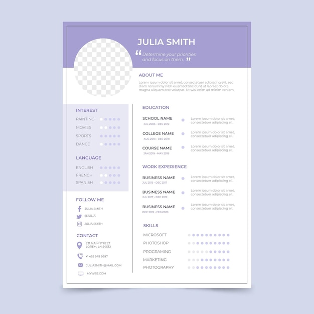 Minimalistische cv-sjabloon