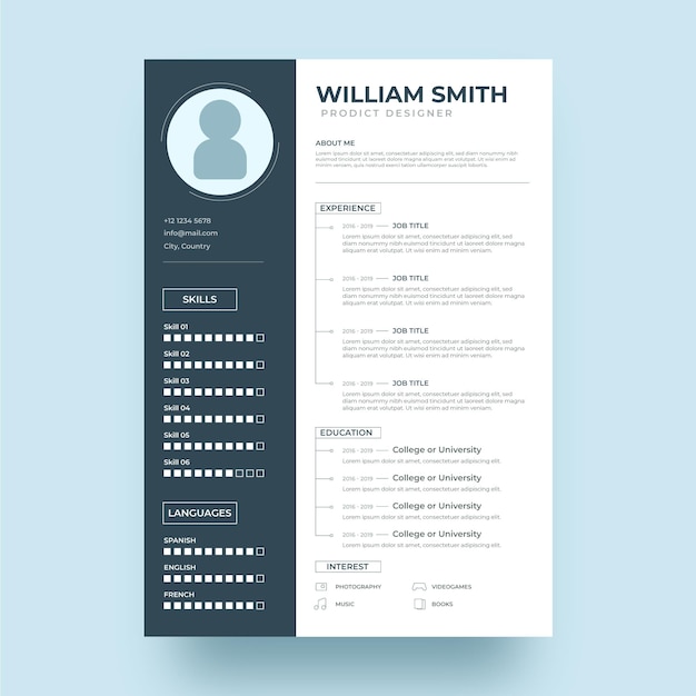 Vector minimalistische cv-sjabloon