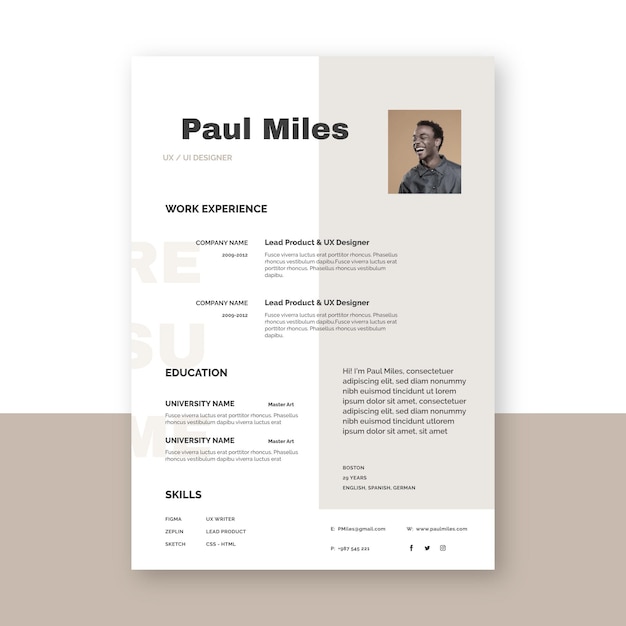 Minimalistische CV-sjabloon