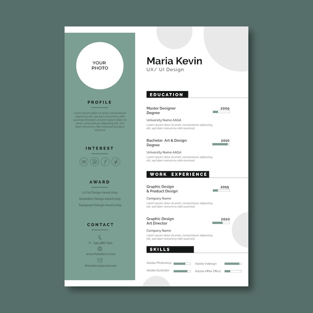 Vector minimalistische cv-template