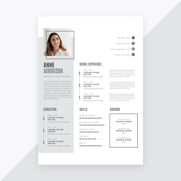 Minimalistische cv-template