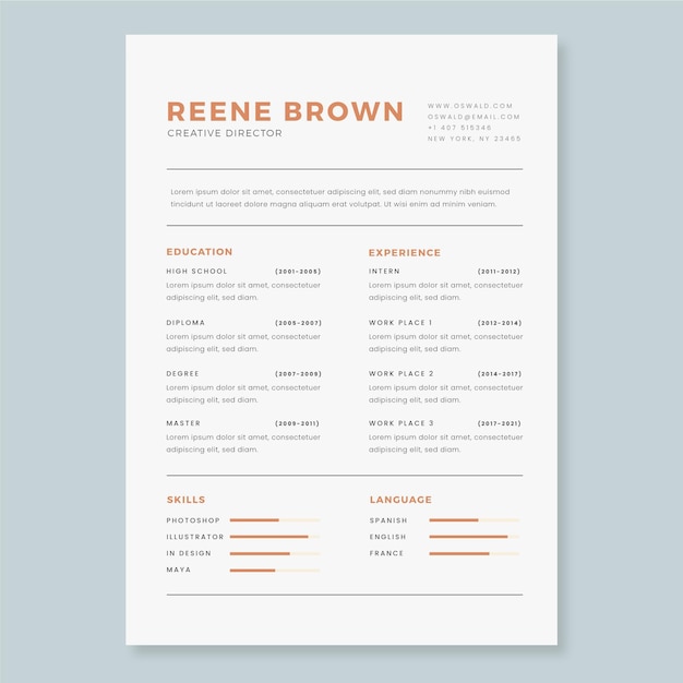 Minimalistische cv-template