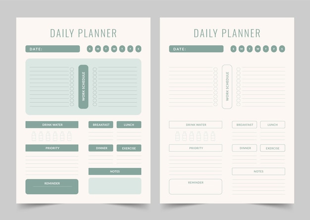 Minimalistische dagelijkse planner Moderne planner sjabloonset vector planner