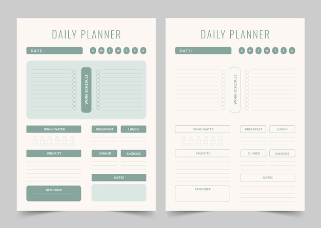 Vector minimalistische dagelijkse planner moderne planner sjabloonset vector planner