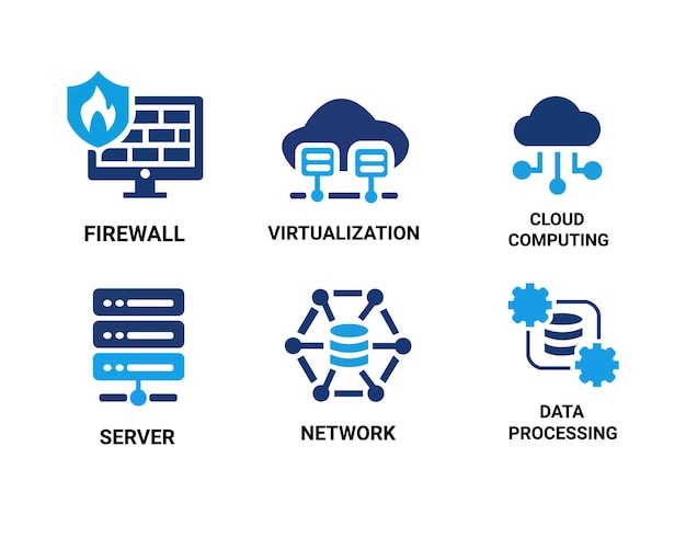 Minimalistische Data Server amp Cloud Storage Iconen