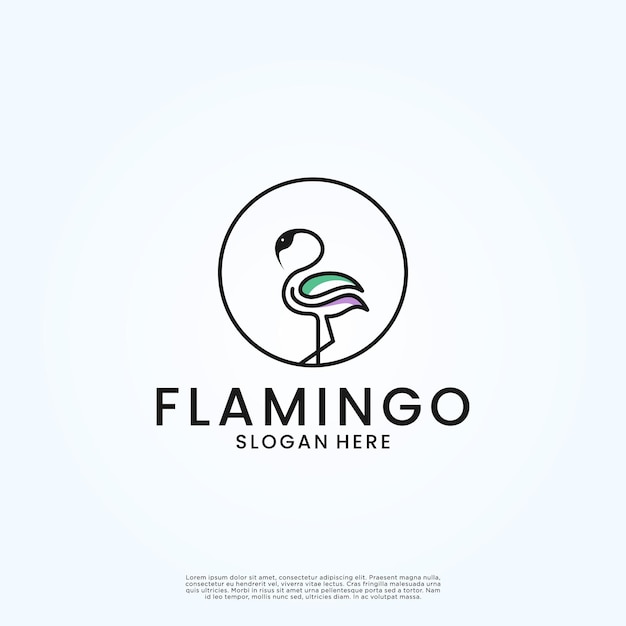 Minimalistische flamingo logo ontwerp vector