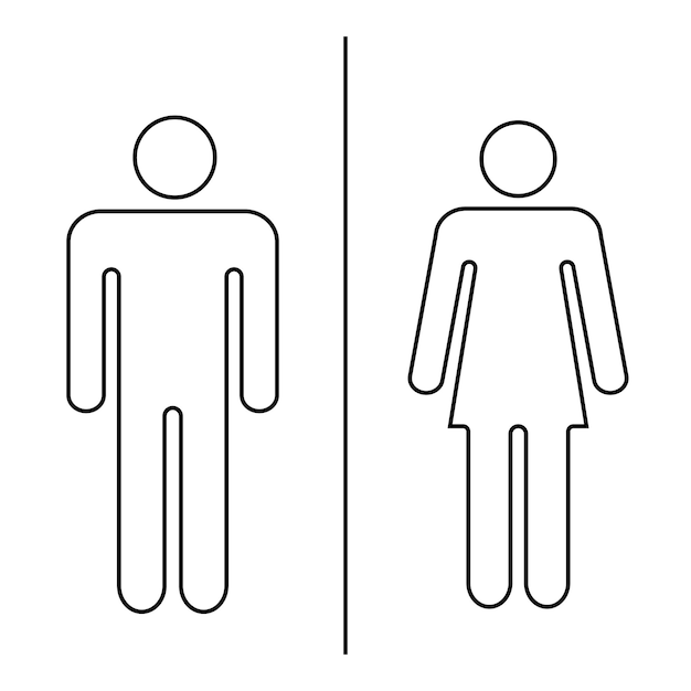 Vector minimalistische holle vrouw en man openbaar toiletbord pictogrammen van de deur van het toilet vectorillustratie