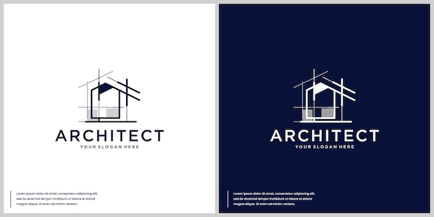 Minimalistische huisarchitectuur met silhouetlijn stijl logo ontwerp inspiratie