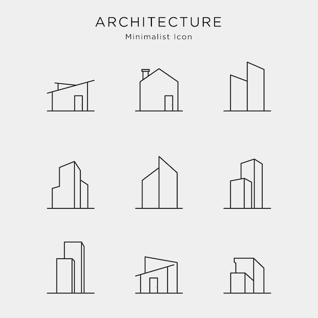 minimalistische huislogo set met eenvoudig groen huis in doorlopende lijnstijl