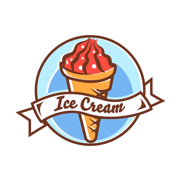 Minimalistische ijs logo sjabloon in de wafel kegel ijs vector pictogram Hand getekende stijl illustratie voor sticker en t shirt design
