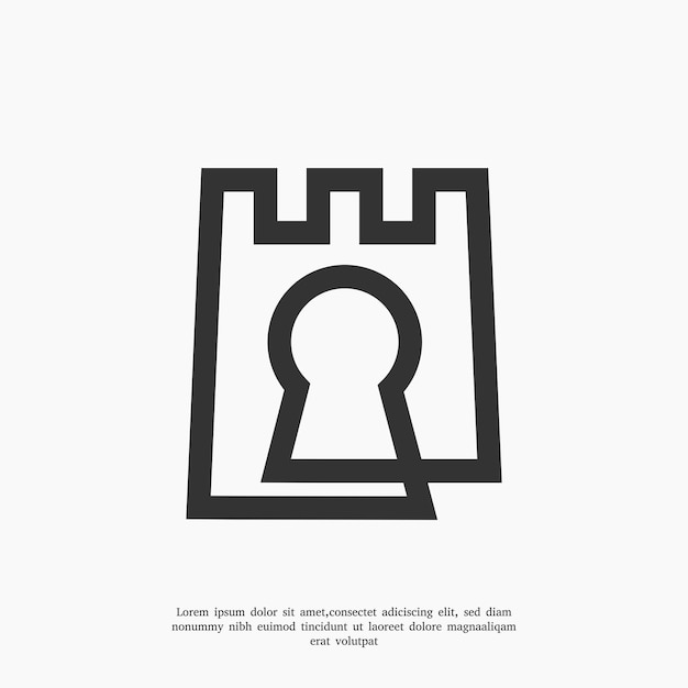 minimalistische kasteel sleutelgat logo ontwerp sjabloon