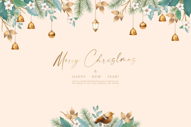 Minimalistische kerst- en nieuwjaarsbanner Elegante kerstposter