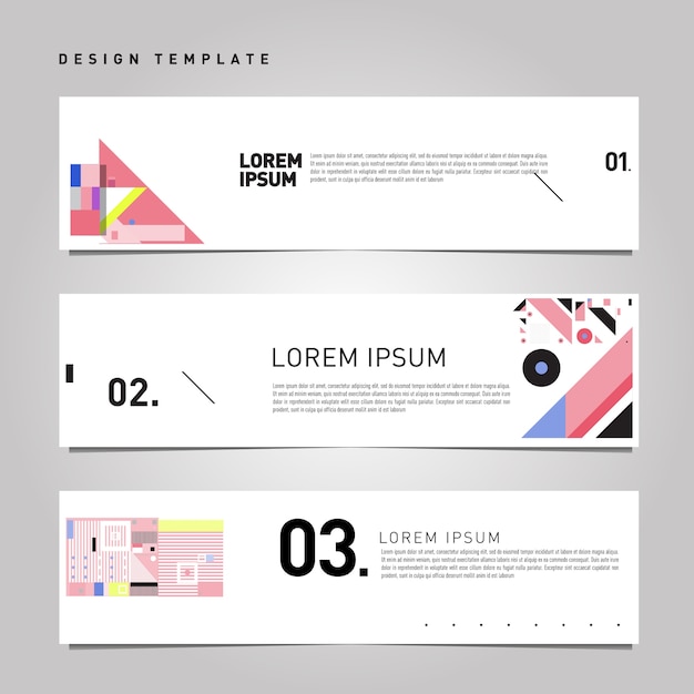 Minimalistische kleurrijke banner set ontwerp sjabloon