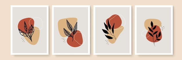 Minimalistische kunst aan de muur. Abstracte landschappen voor boho esthetisch interieur. Home decor muur prints