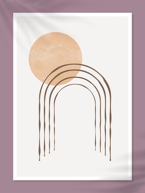 Vector minimalistische kunst aan de muur in boho-stijl